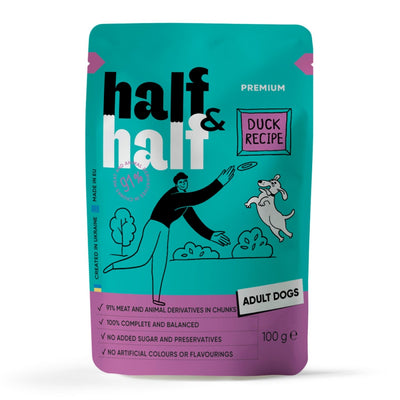 Корм вологий Half&Half Duck in Gravy for Adult Dogs шматочки качки в соусі для дорослих собак 100 г