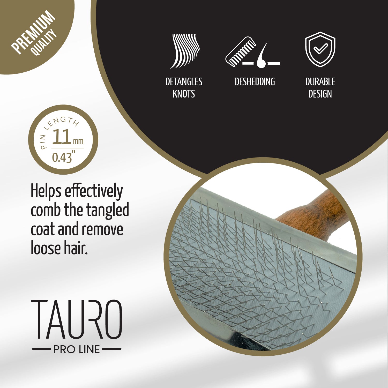 Tauro Pro Line Щітка з металевим обідком зубці 11 мм, S, 4,5 х 6 см
