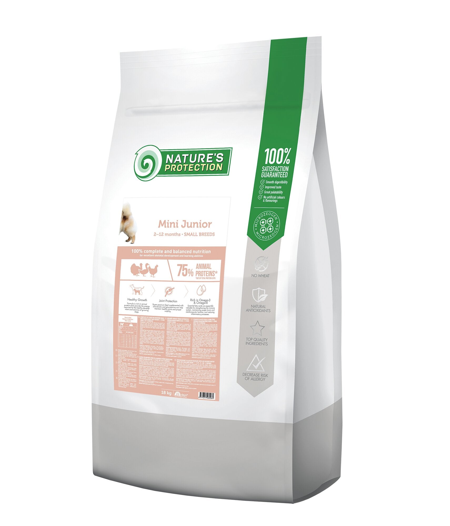 Nature's Protection Mini Junior Small Breeds Сухий корм для цуценят малих порід з м'ясом птиці, 18 кг