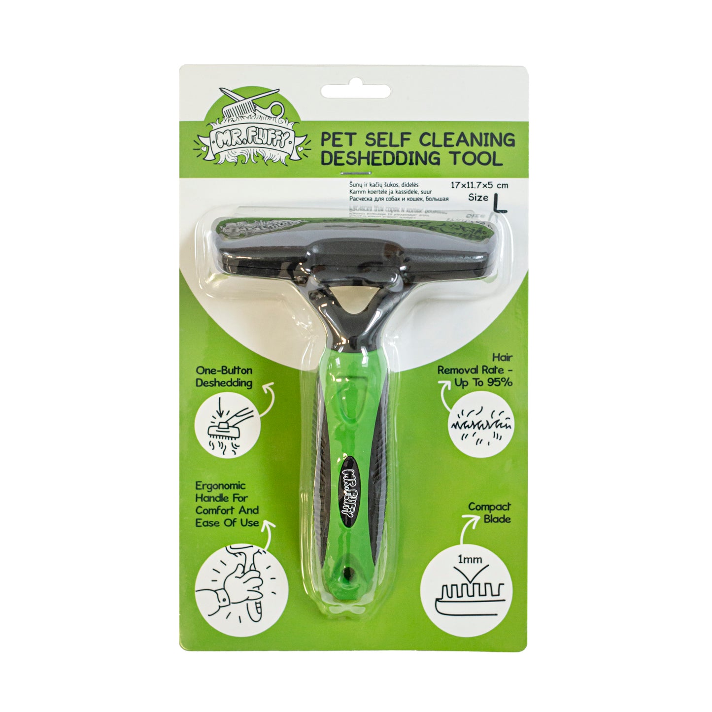 Гребінець-граблі для собак та котів Mr.Fluffy Pet self claening deshedding tool, large