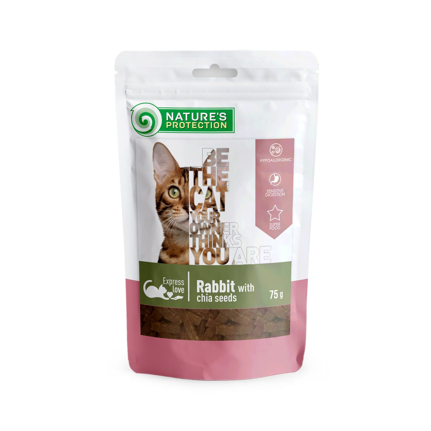 Nature's Protection Rabbit with chia seeds Ласощі для котів снеки з кролика з чіа, 75 г