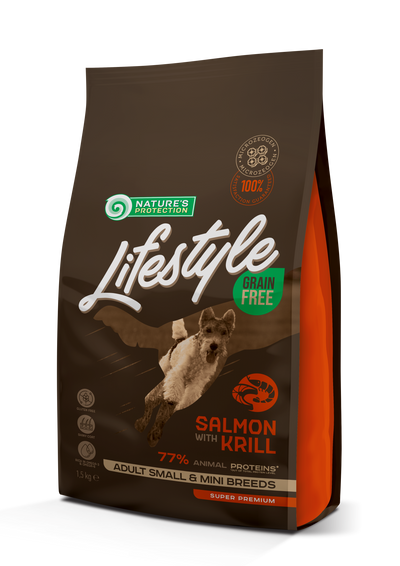 Nature's Protection Lifestyle Grain Free Salmon with Krill Adult Small and Mini Breeds Сухий беззерновий корм для собак 