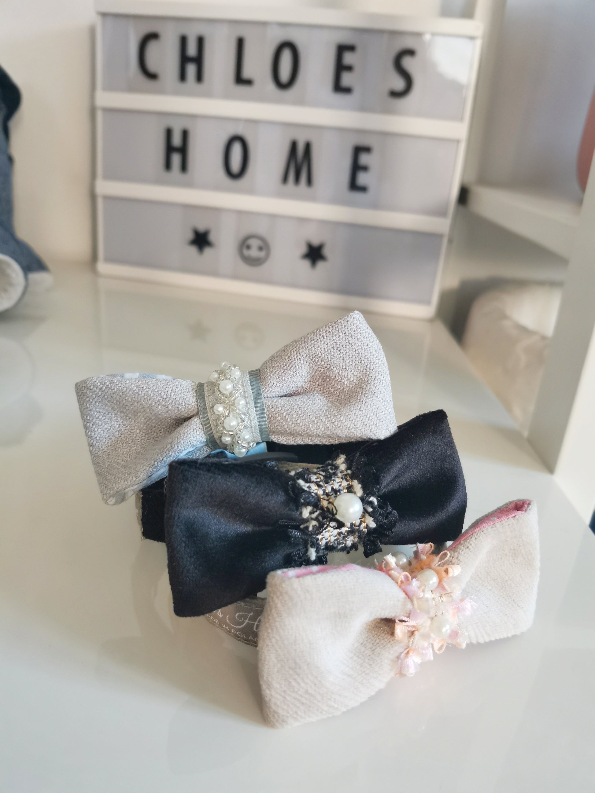 Chloe's Home Нашийник-метелик для собак Perlove сірий М