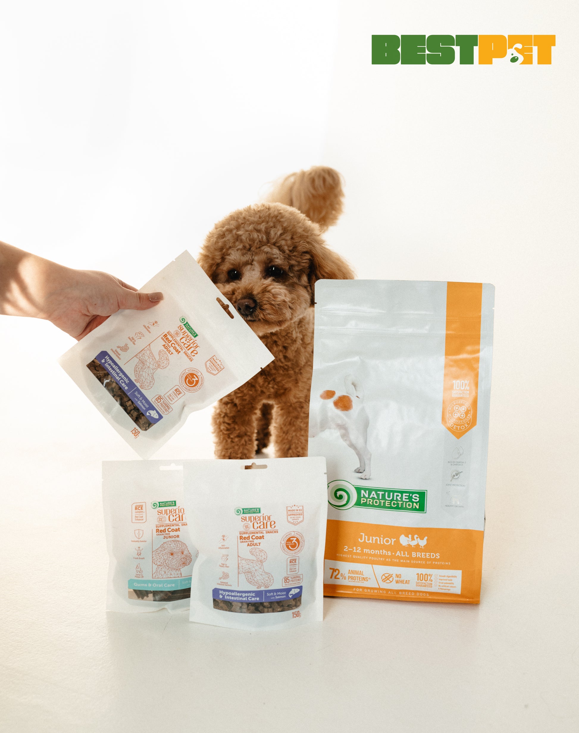 Nature's Protection Superior Care Red Coat Hypoallergenic & Intestinal Care Беззернові ласощі для дорослих собак з рудим