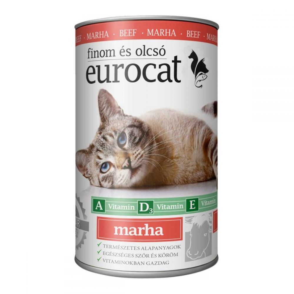 Корм вологий EuroCat Beef для котів шматочки в желе з яловичиною 415 г