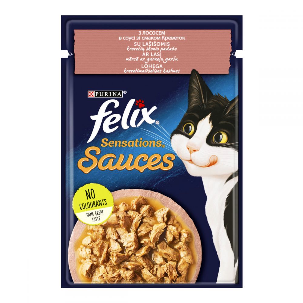 FELIX Sensations Sauces, Лосось з креветками, гриль у соусі, консерва 26×85 г