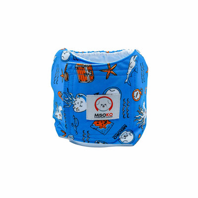 MISOKO Багаторазові підгузки для кобелів, з восьминогом, блакитні, розмір XXL, 1 шт