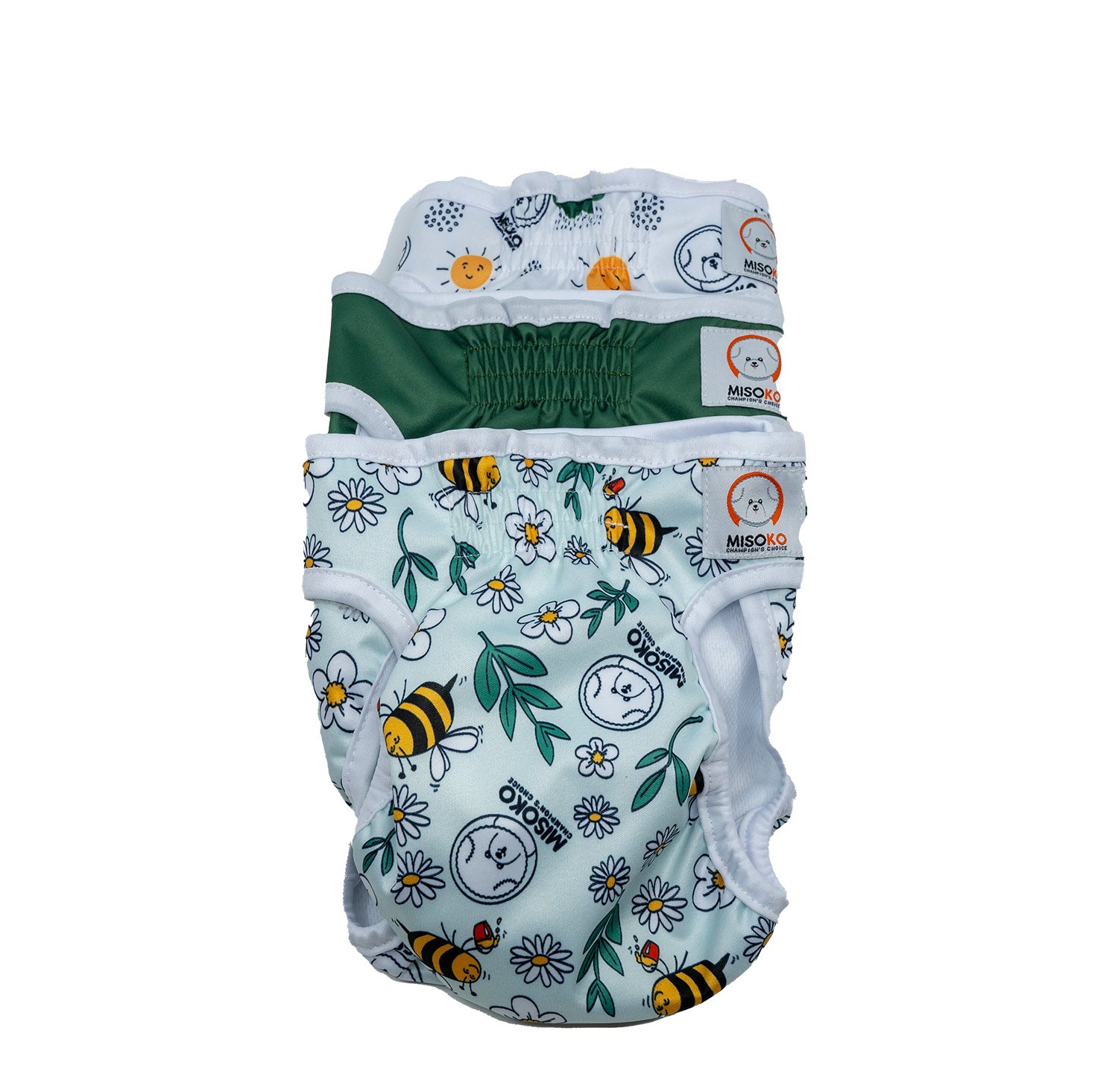 MISOKO Набір багаторазових підгузків для собак-сук, "Луг", розмір XL, 3 шт