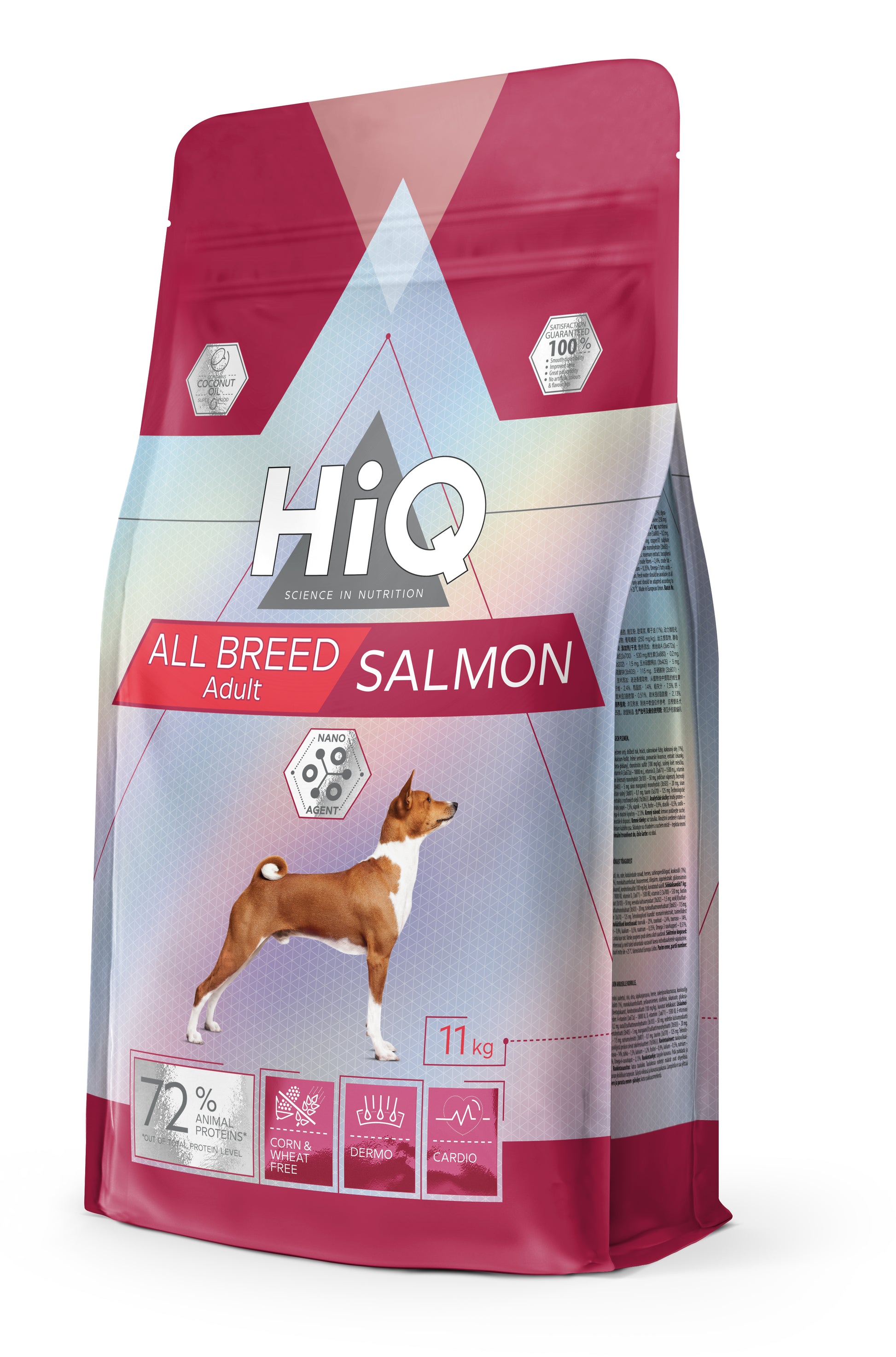HiQ All Breed Adult Salmon Сухий корм для дорослих собак всіх порід з лососем, 11 кг