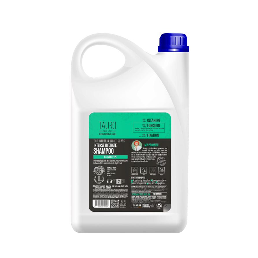 Tauro Pro Line Ultra Natural Care White Coat Intense Hydrate Shampoo Інтенсивно зволожувальний шампунь для собак і котів