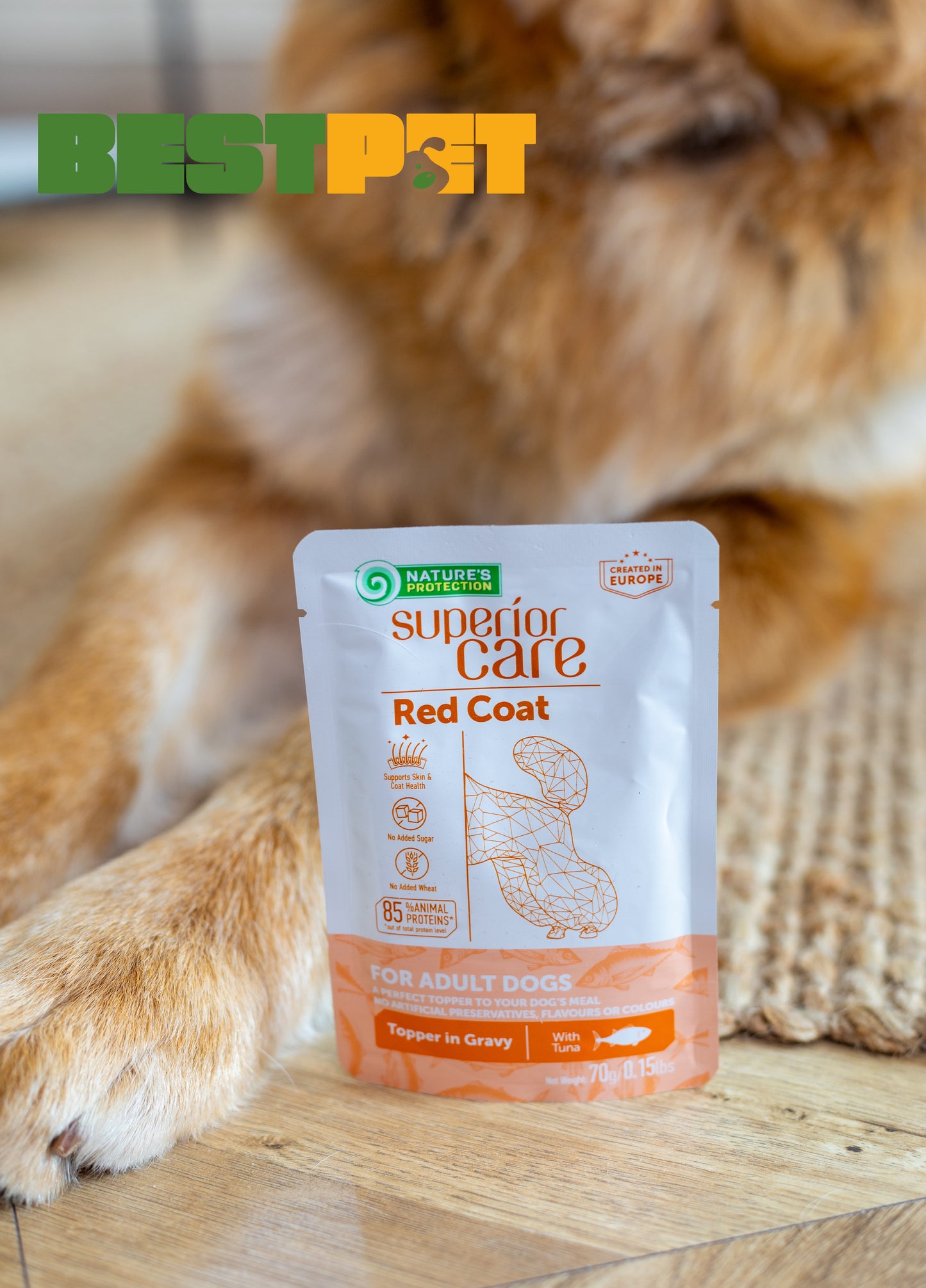Nature's Protection Superior Care Red Coat Adult Tuna Додатковий вологий корм для собак з рудим забарвленням з тунцем, 7