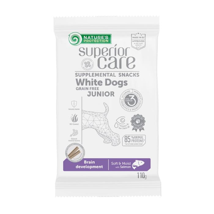 Nature's Protection Superior Care White Dogs Brain Development Беззернові ласощі для юніорів із білим забарвленням з лос