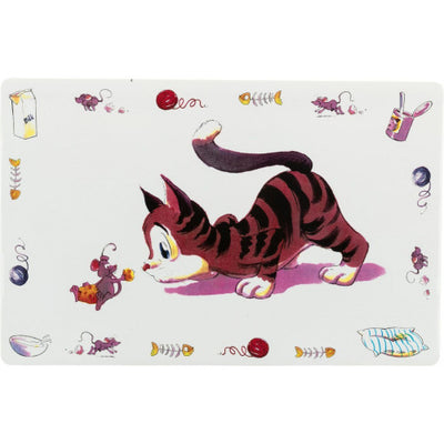 Килимок під миску Trixie для котів Comic Cat сірий пластик 44х28 см