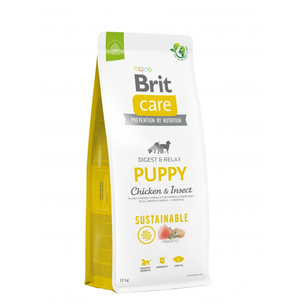 Корм сухий Brit Care Dog Sustainable Puppy для цуценят з куркою та комахами 12 кг