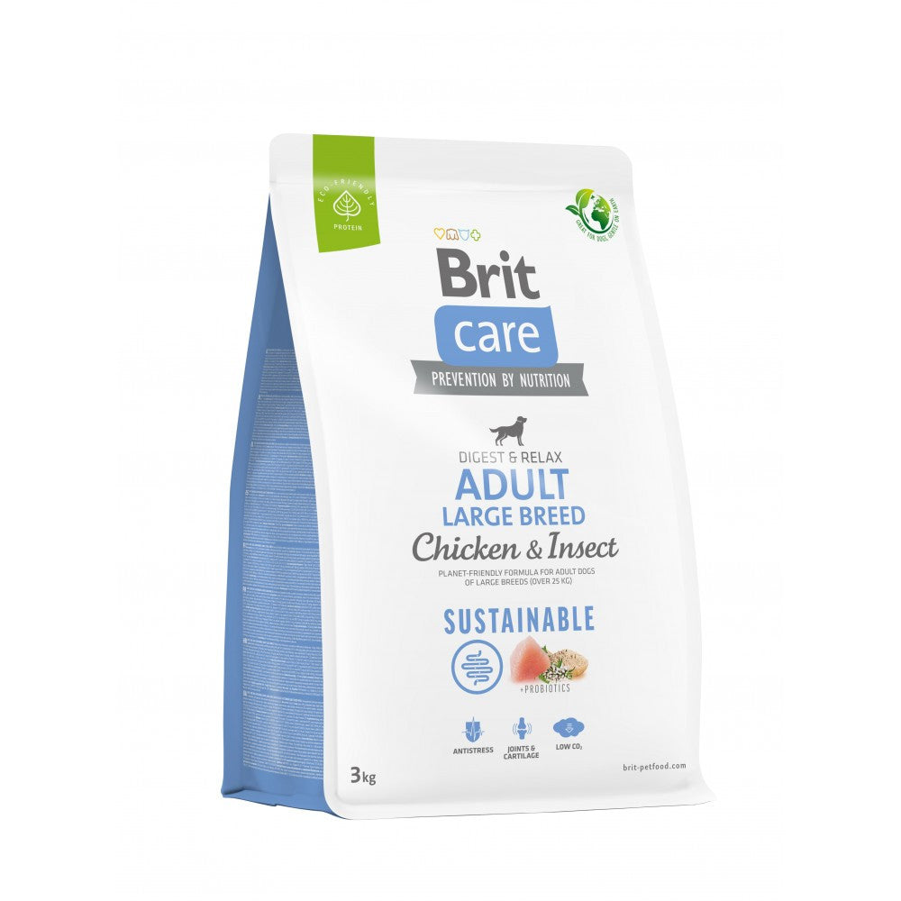 Корм сухий Brit Care Dog Sustainable Adult Large Breed для дорослих собак великих порід з куркою та комахами 3 кг