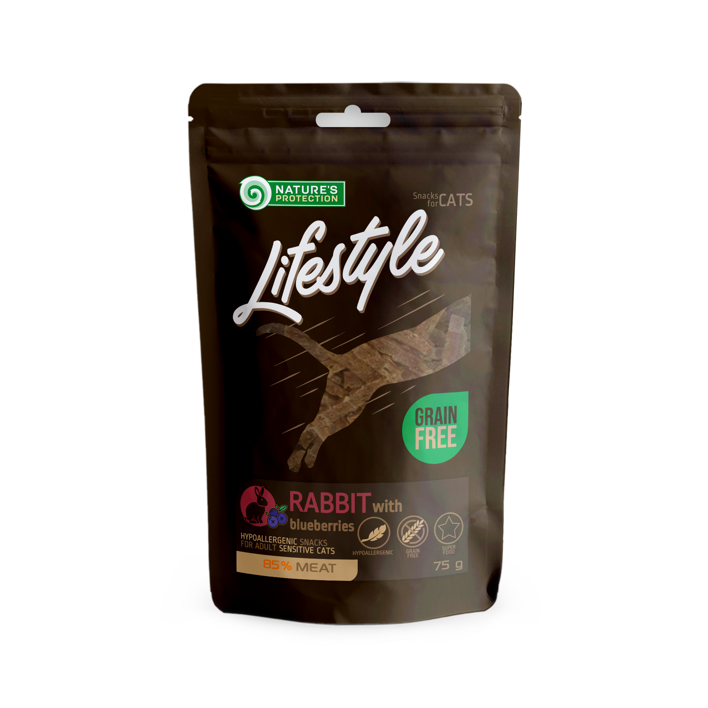 Nature's Protection Lifestyle Rabbit with blueberries Ласощі для котів кролик з чорницею, 75 г
