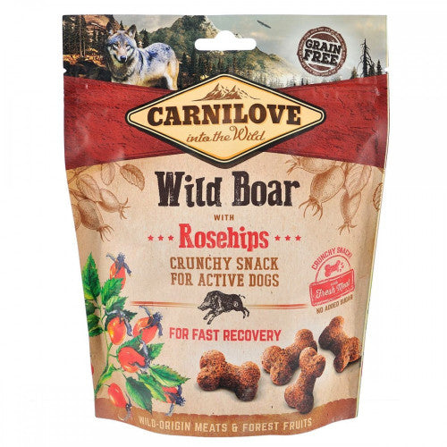 Ласощі Carnilove Dog Crunchy Snack Wild Boar with Rosehips для активних собак для швидкого відновлення з диким кабаном т