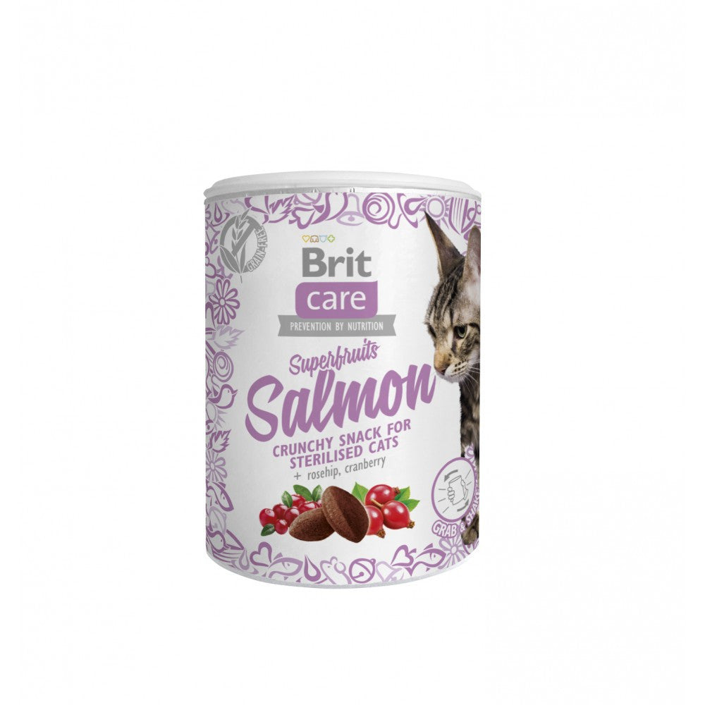 Ласощі Brit Care Superfruits Salmon д/стерилізованих котів з лососем шипшиною та журавлиною 100 г