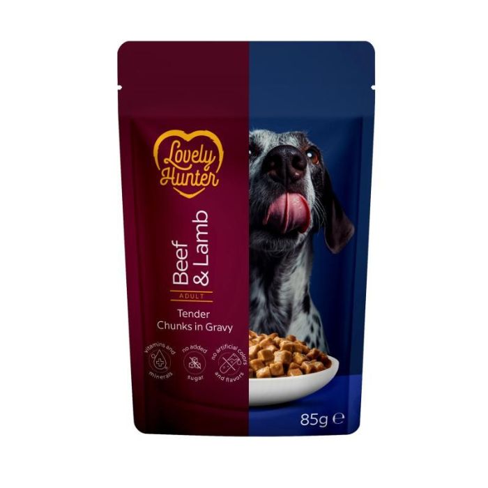 Lovely Hunter Adult Beef & Lamb Вологий корм для дорослих собак з яловичиною і ягням, 85 г