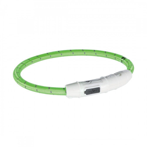 Нашийник Trixie Flash Light Ring USB для собак з підсвічуванням силіконовий зелений розмір L–XL 65 см/7 мм