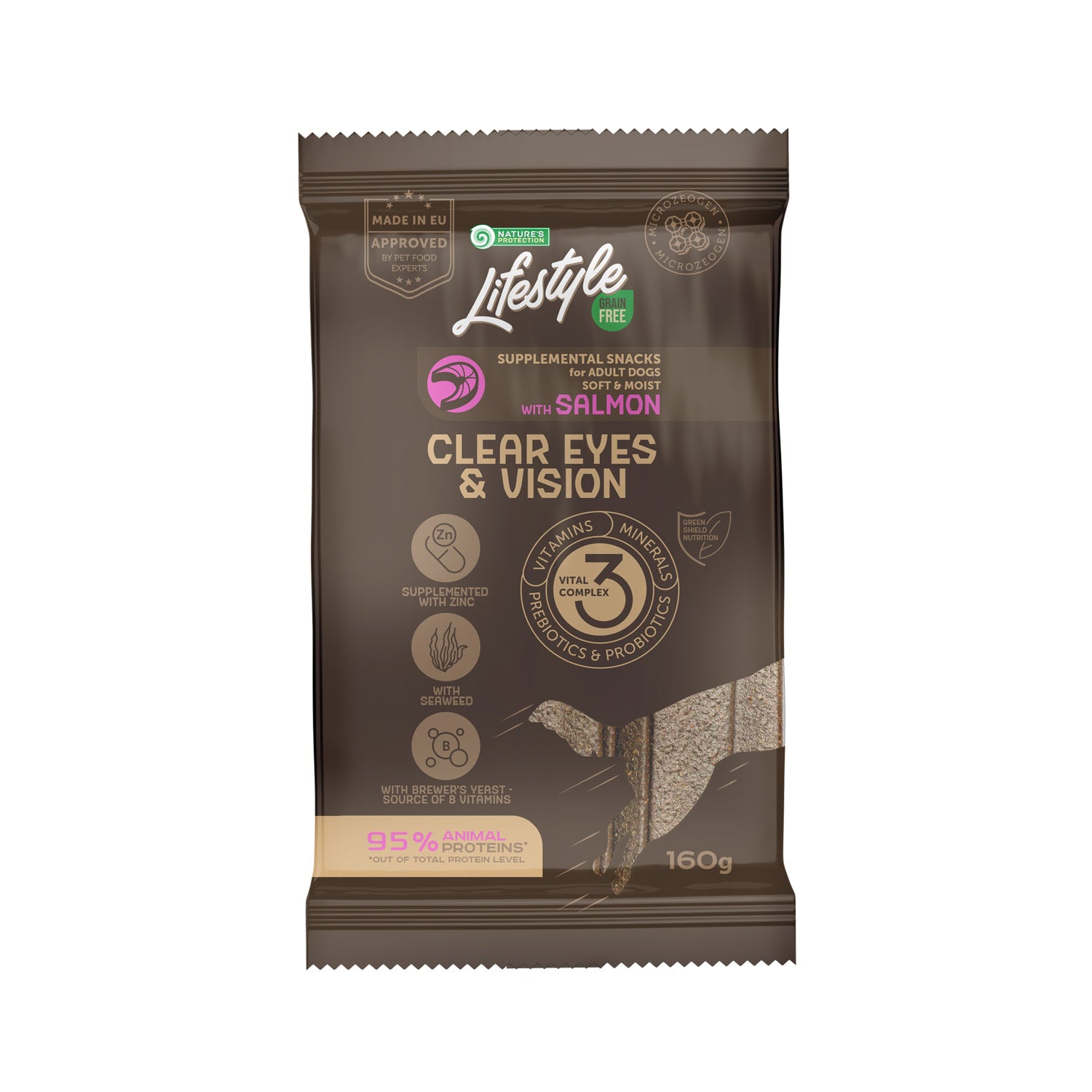 Nature's Protection Lifestyle Grain Free Salmon Clear Eyes & Vision Беззернові ласощі для собак з лососем, 160 г