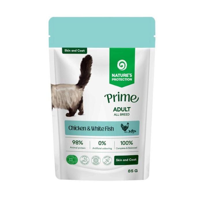 Nature's Protection Prime Adult Cats Skin&Coat Chicken and White Fish Вологий корм для котів для догляду за шкірою та ше