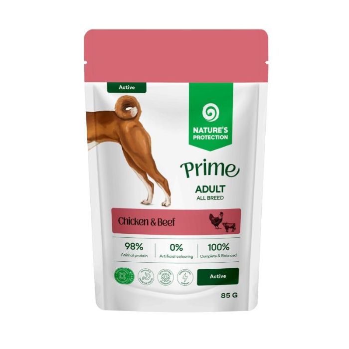 Nature's Protection Prime Active Adult Dogs Chicken and Beef Вологий корм для активних собак з куркою і яловичиною, 85 г