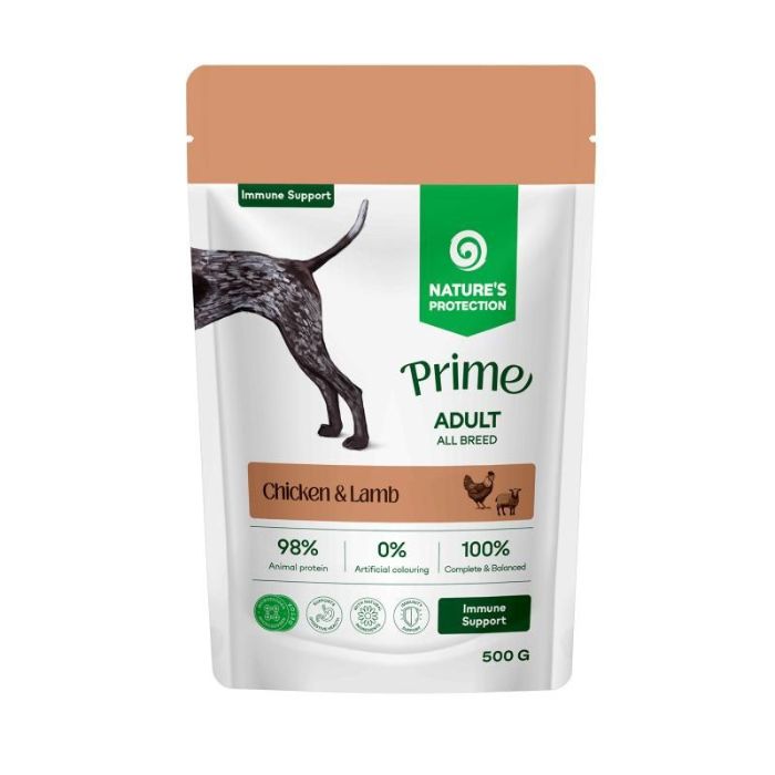Nature's Protection Prime Immunity Support Adult Dogs Chicken and Lamb Вологий корм для собак для зміцнення імунітету з 