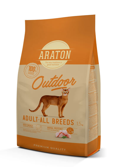 ARATON Outdoor Adult All Breeds Сухий корм з куркою та індичкою для дорослих котів 1,5 кг