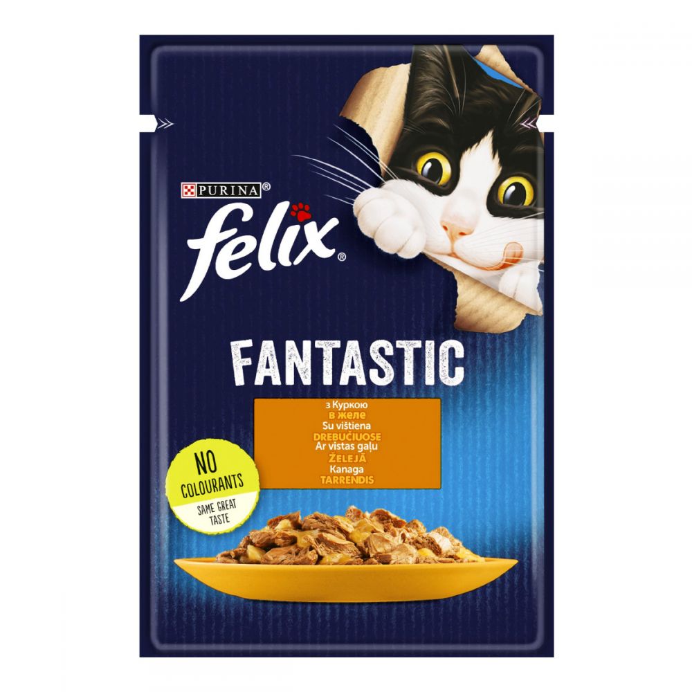 FELIX Fantastic, З куркою, Шматочки у желе, консерва 26×85 г
