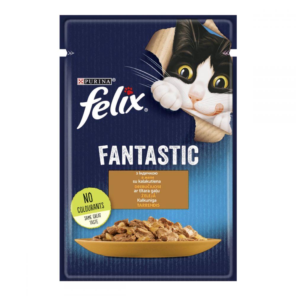 FELIX Fantastic, З індичкою, Шматочки у желе, консерва 26×85 г
