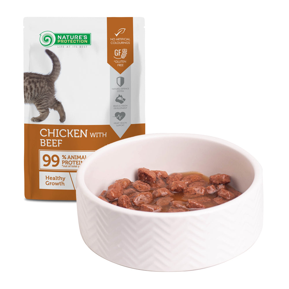 Nature’s Protection Kitten Healthy Growth Chicken with Beef Вологий корм для кошенят для здорового зростання з куркою і 