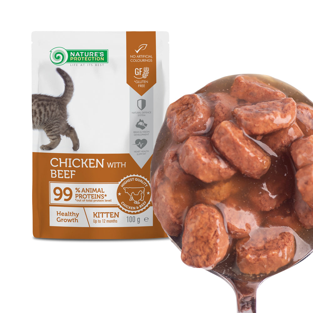 Nature’s Protection Kitten Healthy Growth Chicken with Beef Вологий корм для кошенят для здорового зростання з куркою і 