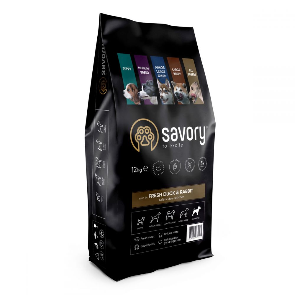 Корм сухий Savory Adult All Breeds rich in Fresh Duck and Rabbit для собак усіх порід зі свіжою качкою та кроликом 1 кг