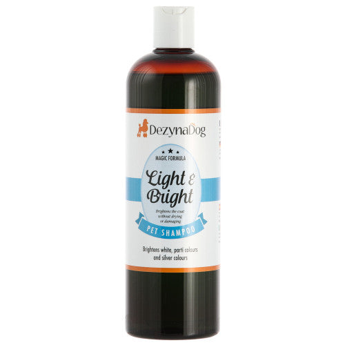 Шампунь Dezynadog Light Bright для посилення кольору білих срібних та кольорових порід собак додає блиск та  посилює кол