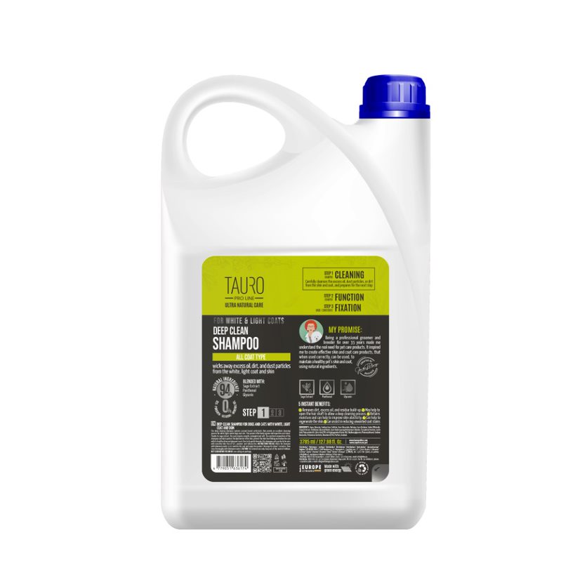Tauro Pro Line Ultra Natural Care White Coat Deep Clean Shampoo Шампунь для глибокого очищення шерсті та шкіри собак і к