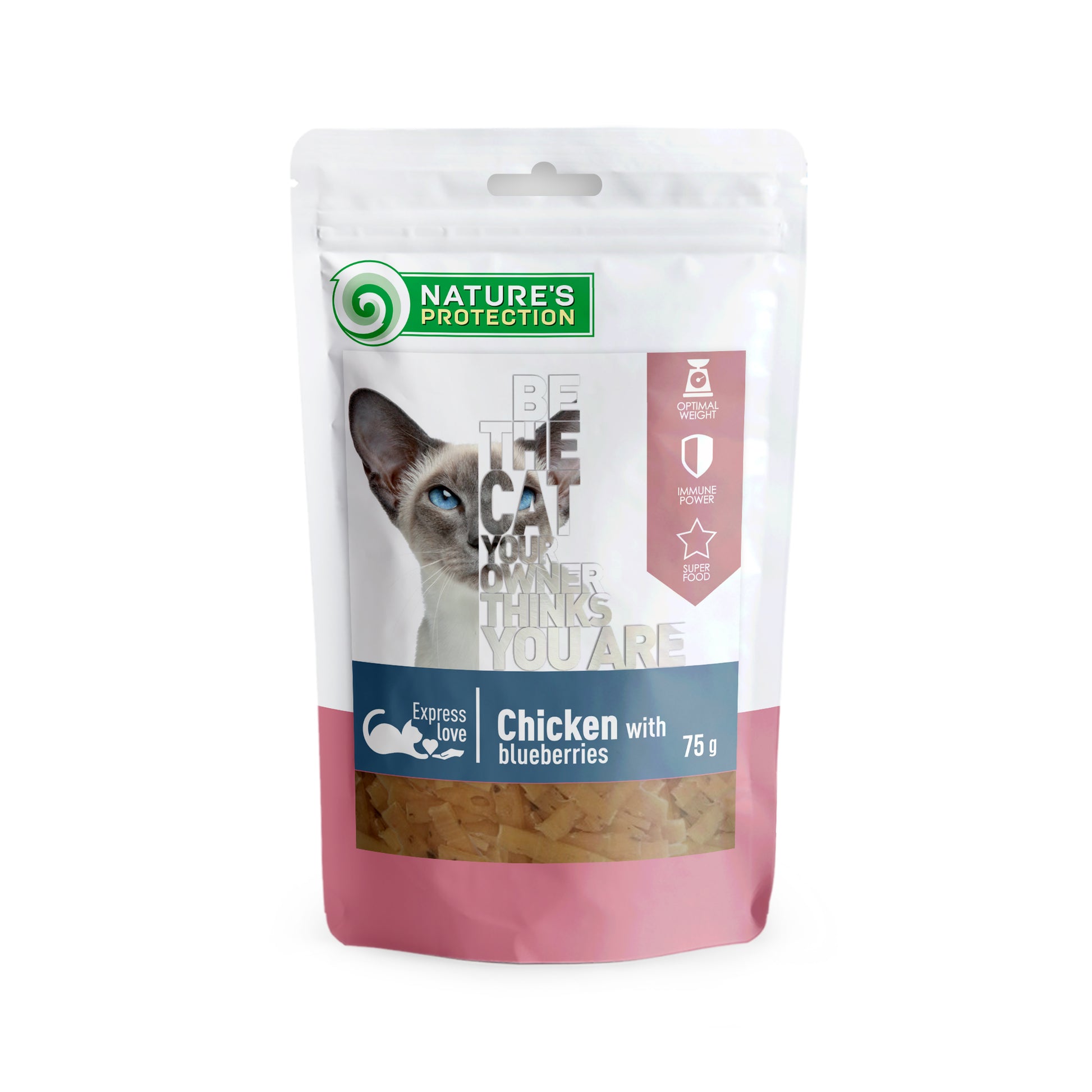 Nature's Protection Chicken with blueberries Ласощі для котів снеки з курки з чорницею, 75 г