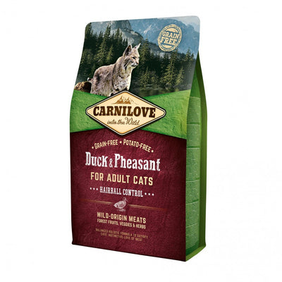 Корм сухий Carnilove Cat Hairball Controll для дорослих котів для виведення шерсті з качкою та фазаном 2 кг
