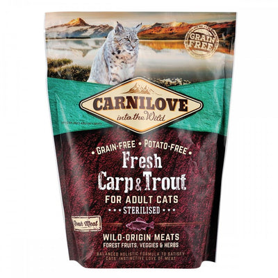 Корм сухий Carnilove Fresh Carp and Trout Sterilised for Adult Cats для дорослих стерилізованих та кастрованих котів з коропом та фореллю 400 г