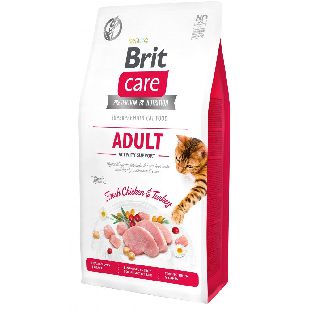 Корм сухий Brit Care Cat Grain Free Adult Activity Support для вуличних та дорослих котів філе індички та курки 7 кг