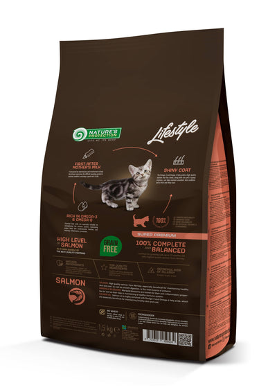 Nature's Protection Lifestyle Growing Salmon Сухий беззерновий корм для кошенят з лососем, 1,5 кг