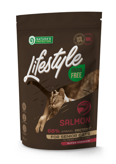 Nature's Protection Lifestyle Senior Salmon Сухий беззерновий корм для літніх котів з лососем, 400 г