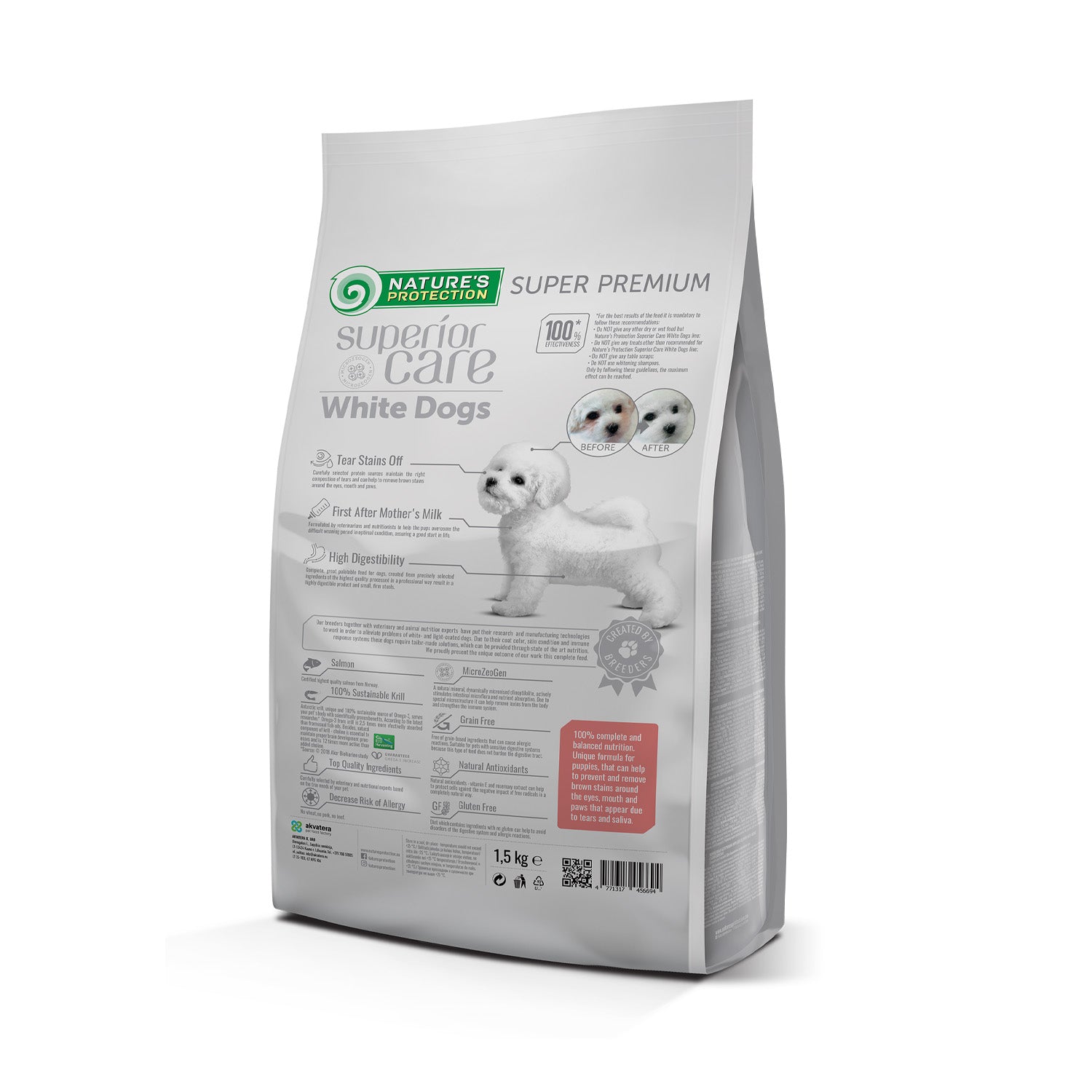 Nature's Protection Superior Care White Dogs Grain Free Salmon Starter All Breeds Сухий беззерновий корм (стартер) для ц