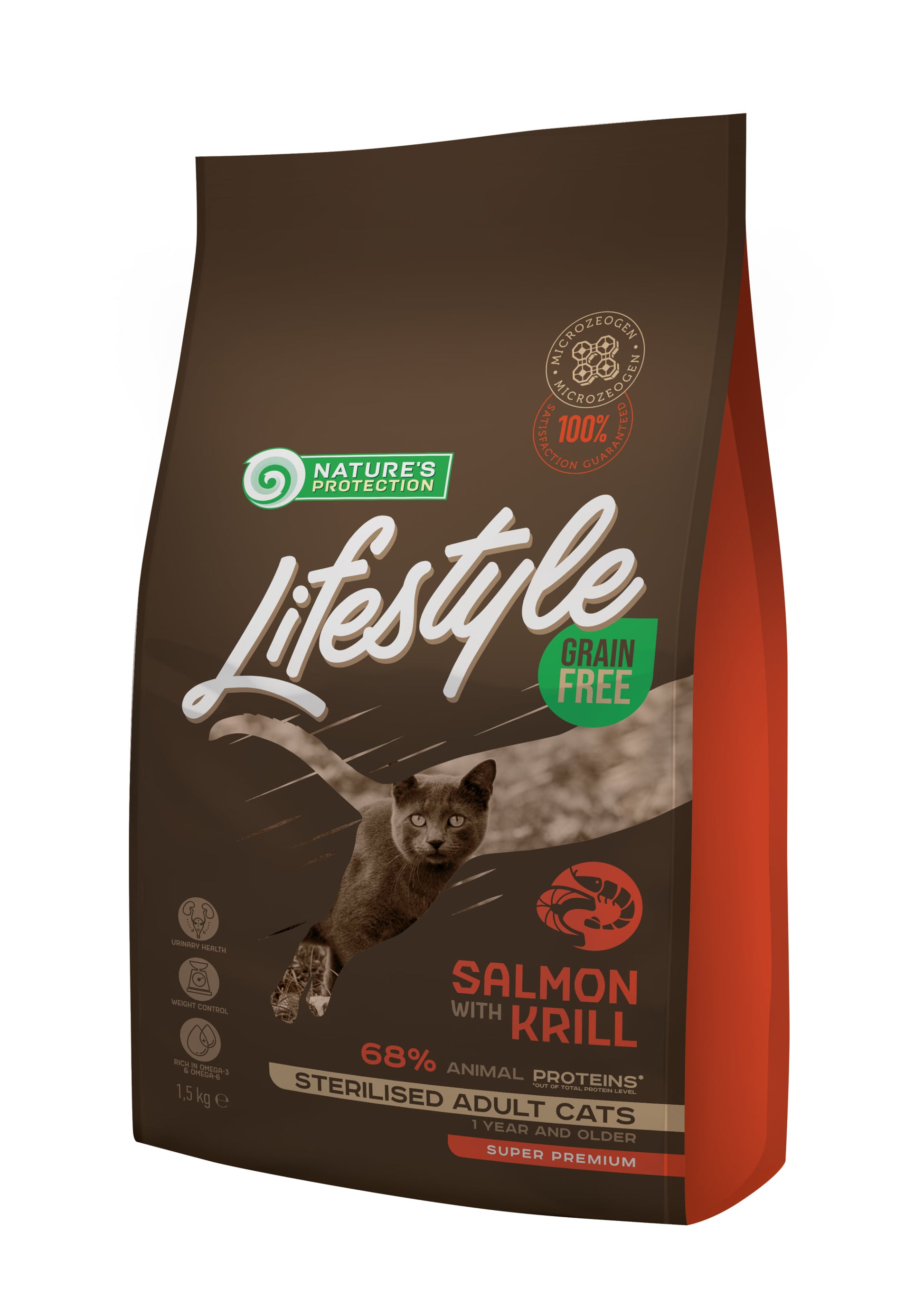Nature's Protection Lifestyle Sterilised Salmon Сухий беззерновий корм для стерилізованих котів з лососем, 1,5 кг