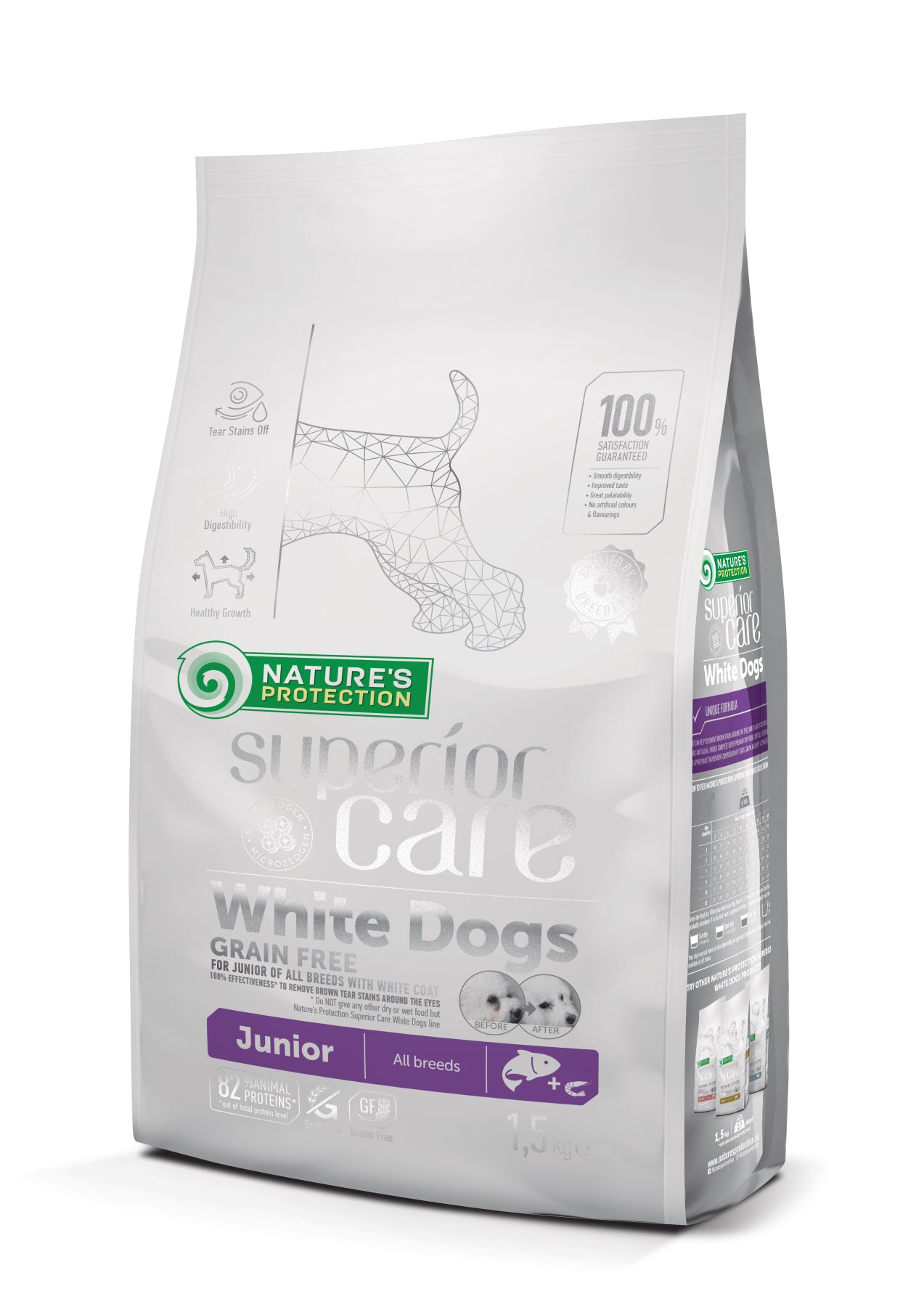 Nature's Protection Superior Care White Dogs Grain Free Salmon Junior All Breeds Сухий беззерновий корм для юніорів усіх