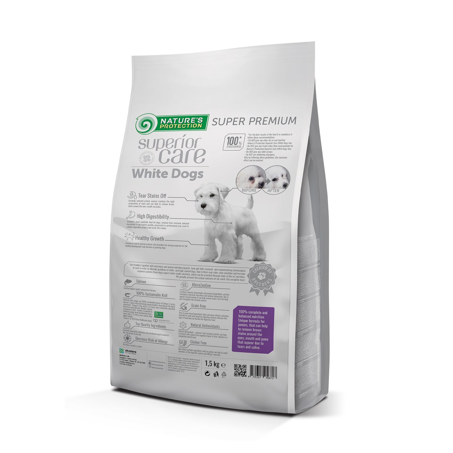 Nature's Protection Superior Care White Dogs Grain Free Salmon Junior All Breeds Сухий беззерновий корм для юніорів усіх