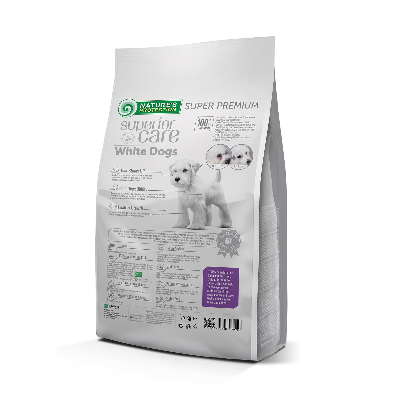 Nature's Protection Superior Care White Dogs Grain Free Salmon Junior All Breeds Сухий беззерновий корм для юніорів усіх