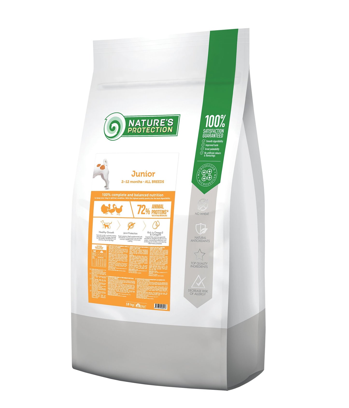 Nature's Protection Junior All Breeds Сухий корм для цуценят усіх порід з м'ясом птиці, 18 кг