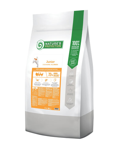 Nature's Protection Junior All Breeds Сухий корм для цуценят усіх порід з м'ясом птиці, 18 кг