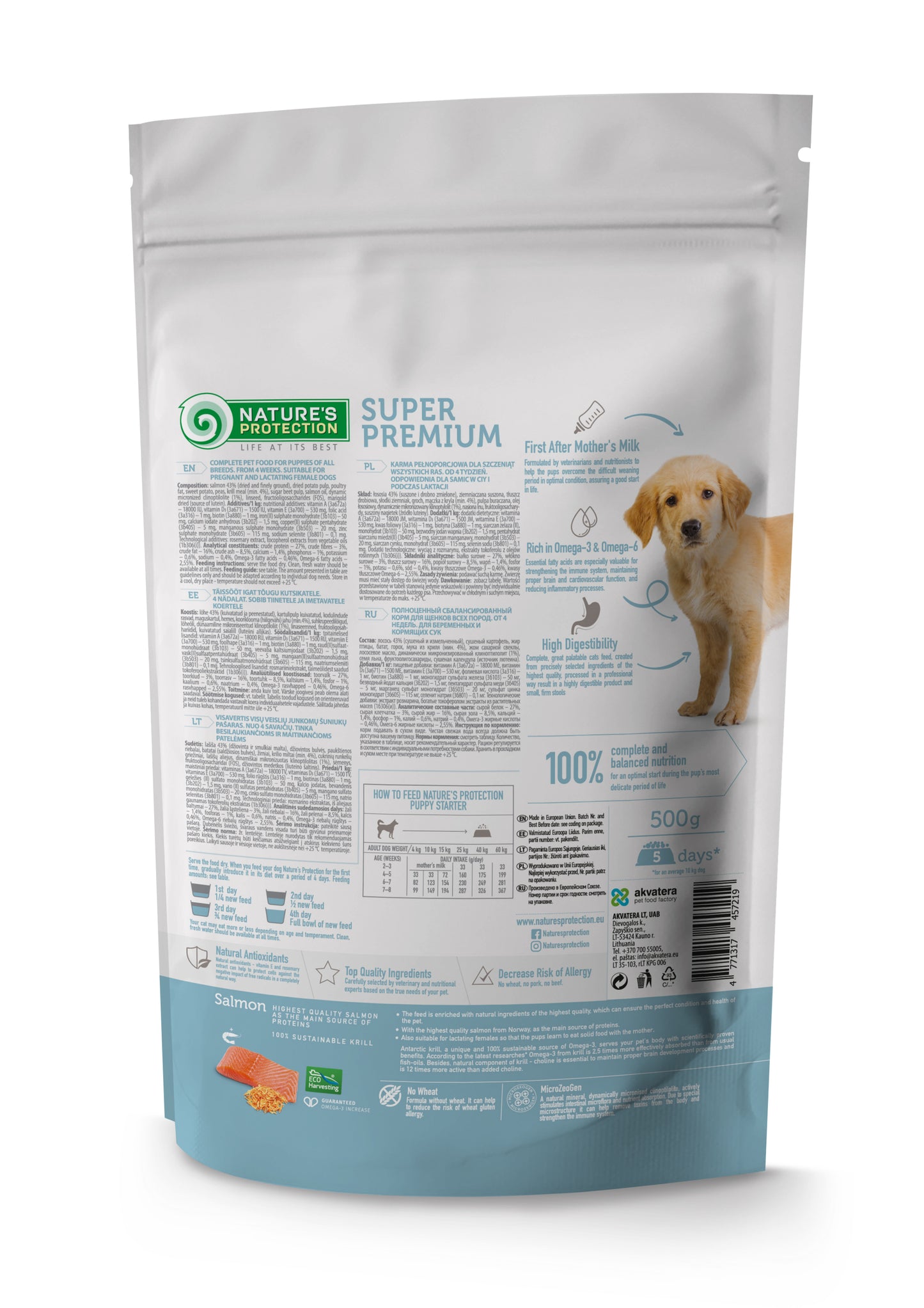 Nature's Protection Puppy starter All Breeds Сухий корм для цуценят усіх порід з лососем, 500 г